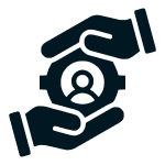 Two hands holding a person icon.
