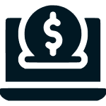 Dollar symbol on a laptop screen icon.